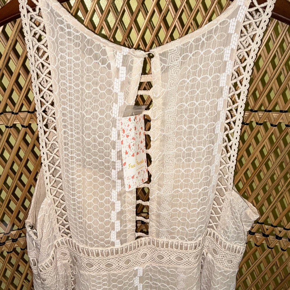 Free People Wherever You Go Mini Dress Ivory Size 6 - Picture 7 of 16
